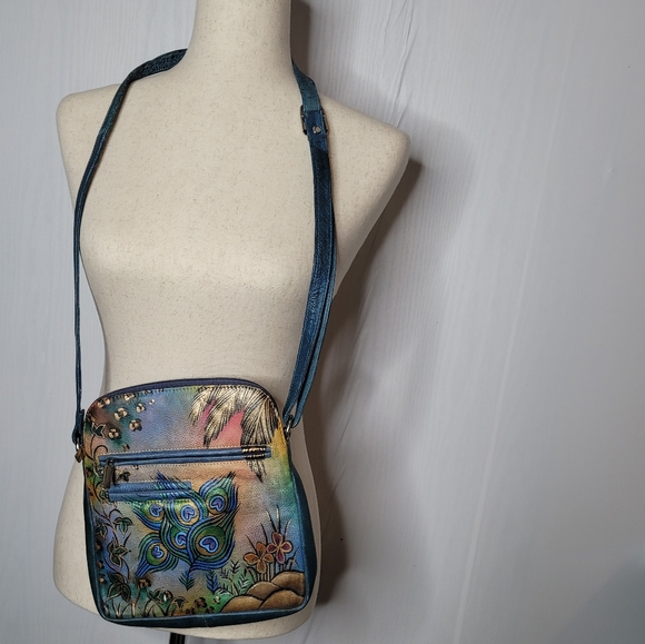 BIACCI HAND PAINTED CROSSBODY Leather PURSE - Picture 7 of 12